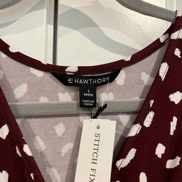 41 Hawthorn | Maroon and White | Maternity Dress | Size Large Petite - Picture 2 of 3